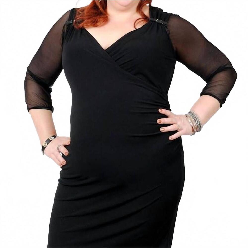 NEW SLEEVEY WONDERS three quarter sleeve mesh cover up in black